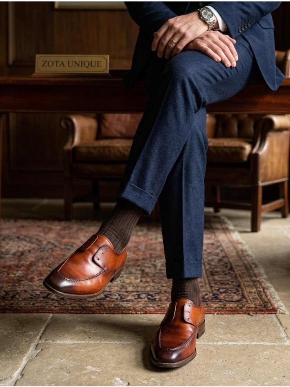 Men's Tan Leather Slip-On Loafers